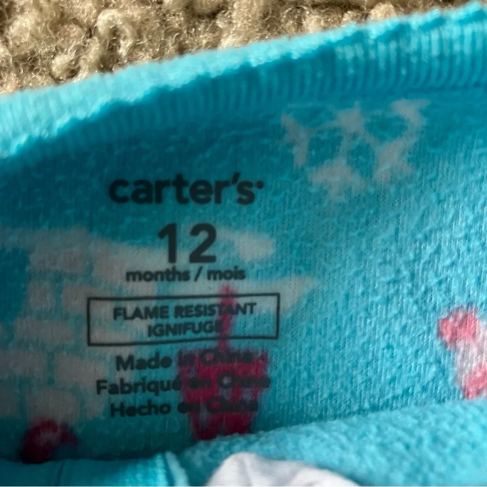 Carter's Blue and White Footies with Enclosed Feet 12M